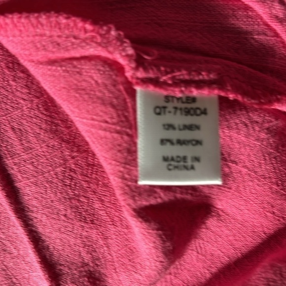 NWOT Zenana Pink Linen And Rayon Blouse Size XL - Picture 7 of 10